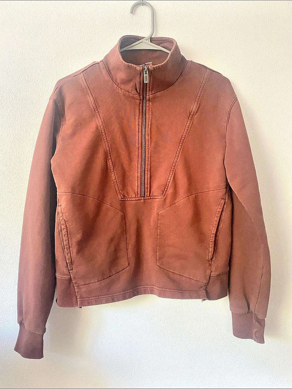 Tentree Cotton Half Zip Sweatshirt Brown Size XS